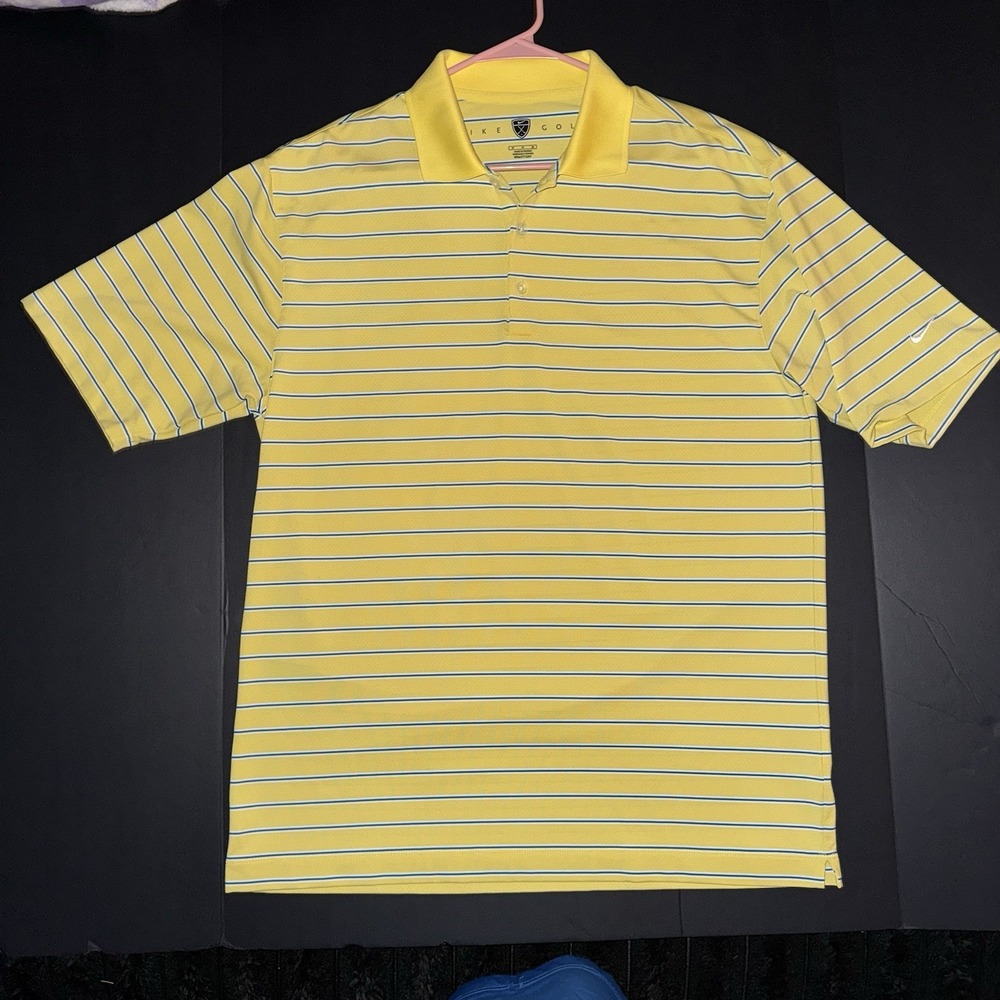 Men's Medium Nike Golf Dri-Fit Striped Performance Golf Polo